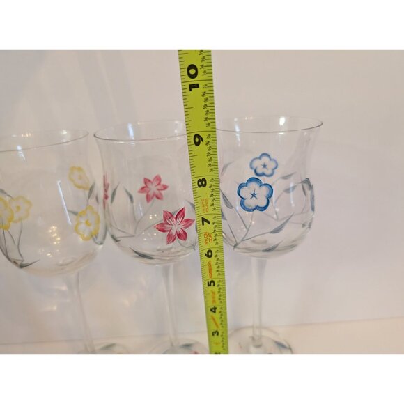 Lenox Tulip Floral Spirit  Floral Wine Glass Set Of 3 Yellow Pink Blue Flowers - Picture 6 of 7
